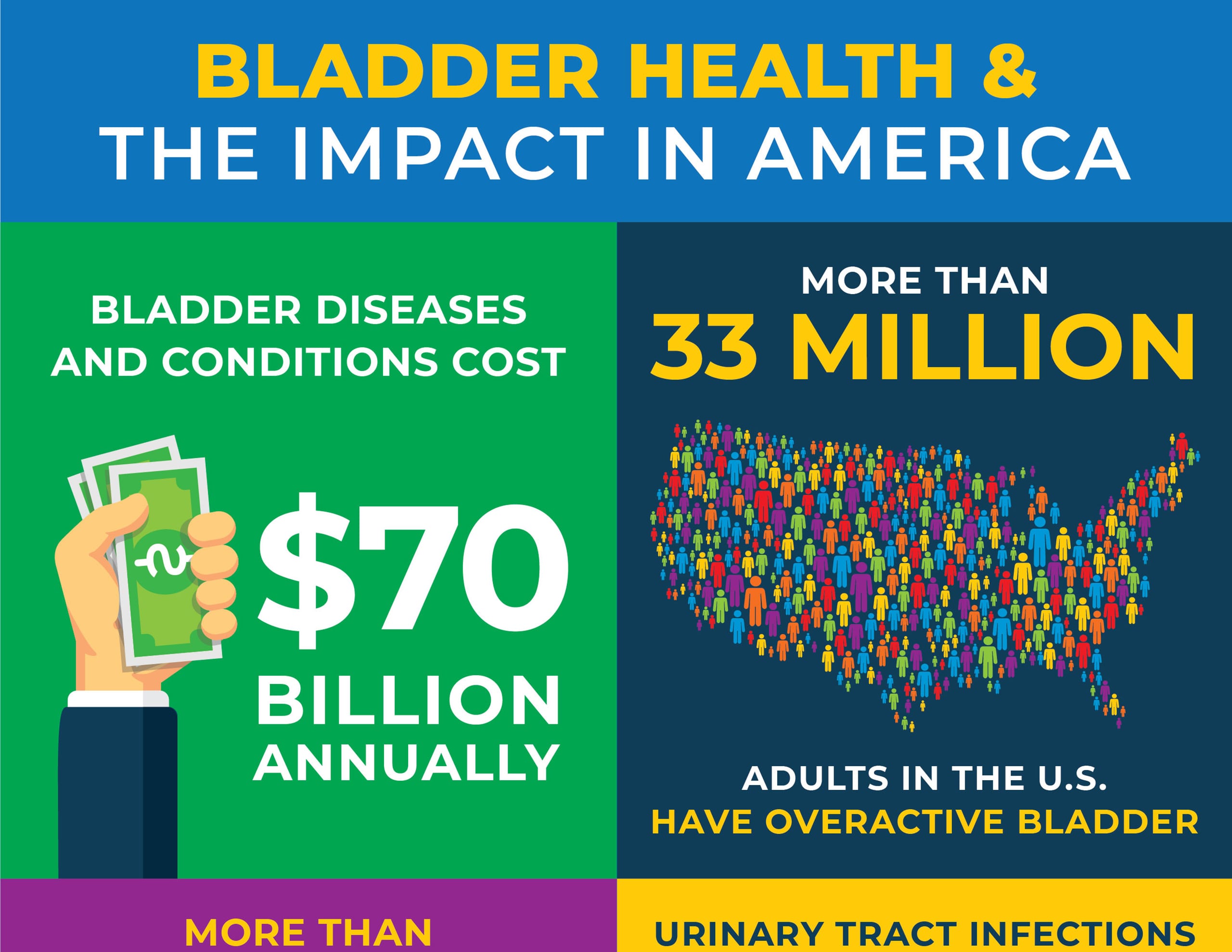 bladder health facts - an infographic showing the affects of bladder health on the United States
