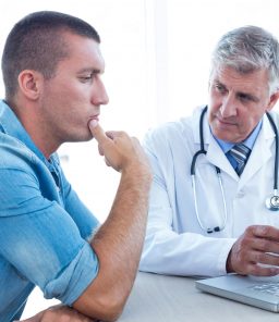 Doctor-and-patient-going-over-urethral-strictures